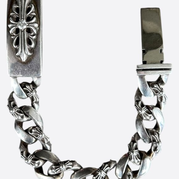 Chrome Hearts Silver & Diamond Fancy Cuban Bracelet - Picture 1 of 3